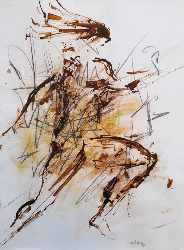 Courir sans s'arrêter, 2019, encre, pastel, crayon et gouache sur papier, 40 x 29,5 cm, 450€