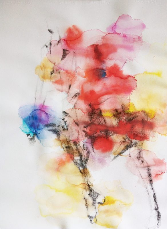 Selfie IV, 2021, aquarelle, pastel, fusain et crayon sur papier, 76 x 56cm, 1000€