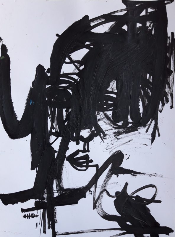 Tête noire II, 2020, encre sur papier, 40 x 29,5 cm, 450€