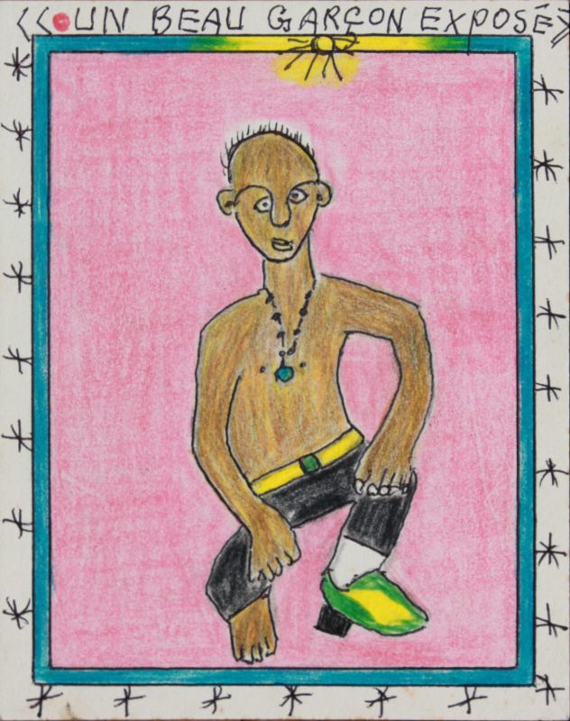 Un beau garçon exposé 10:12:2011, Crayon de couleur et stylo bille sur papier cartonné, 19x15cm